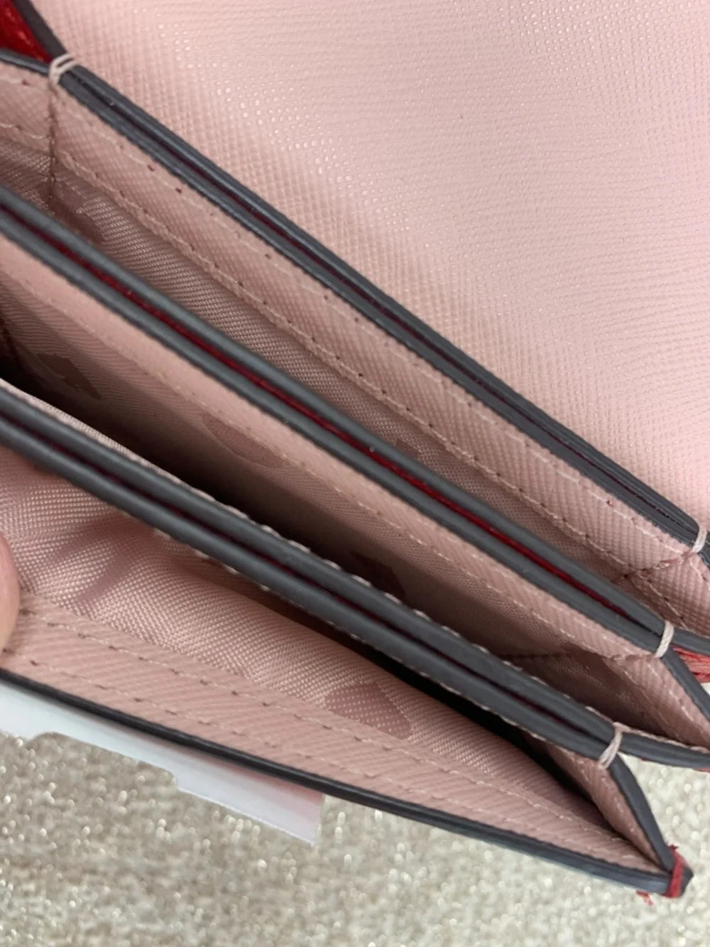 kate spade Red Pebbled Leather Wallet with Gold Logo